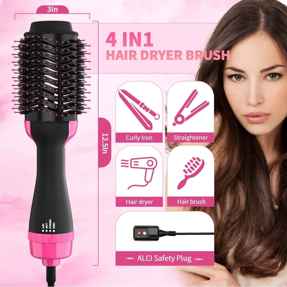 Blow Dryer Brush Hair Straightener Brush, 4 in 1 Hair Dryer and Styler Volumizer